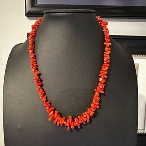16" Vintage, all branch coral with silver tone hardware necklace!